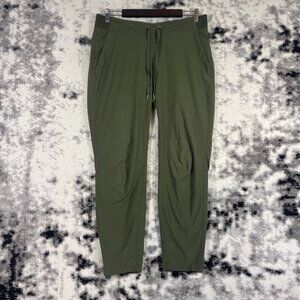 Athleta Midtown Ankle‎ Pants Womens Size 8 Green Performance Stretch Drawstring